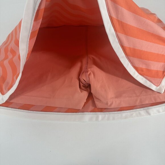 Nike Fit Dry L Coral & White Striped Tennis Skirt With Built-In Shorts - Picture 8 of 11